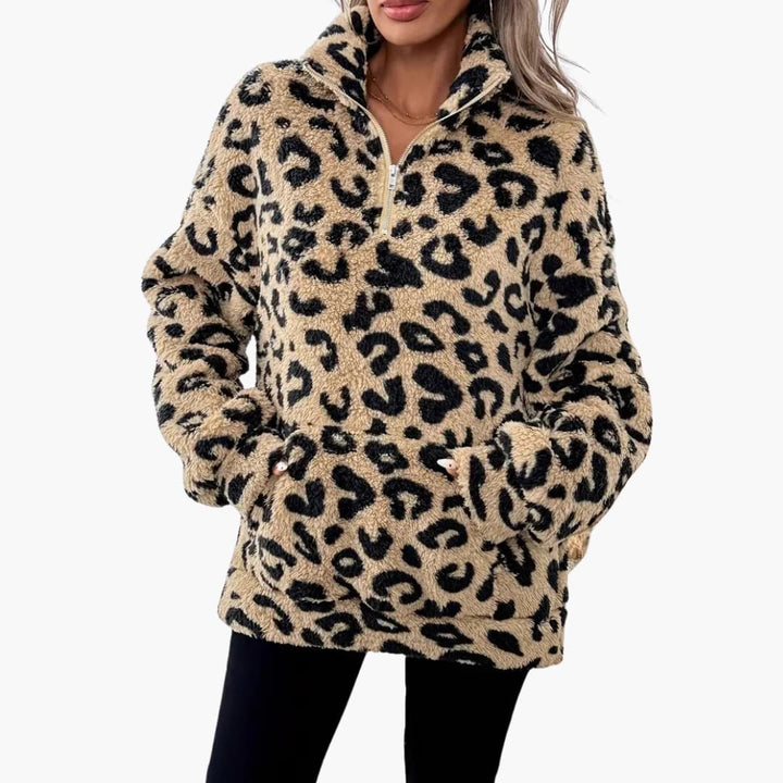 Damen Fleecepullover mit Stehkragen und Halbzipper