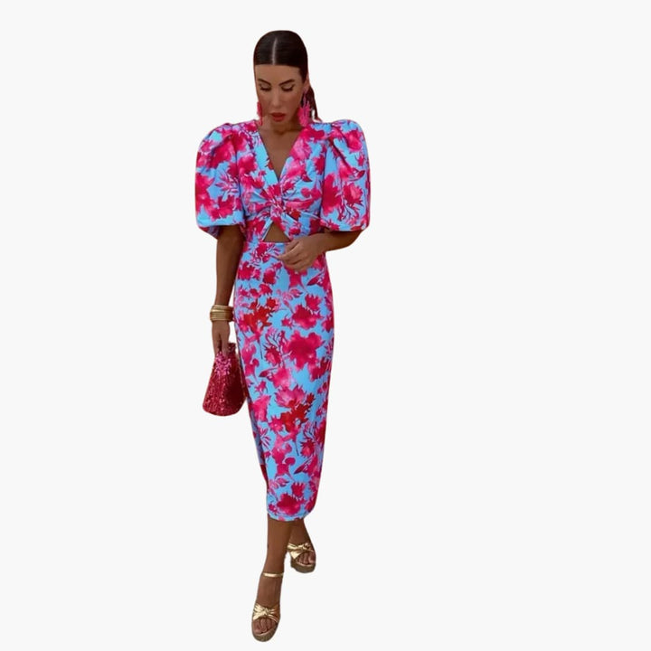 Midikleid mit Puffärmeln - Elegantes Damen Sommeroutfit