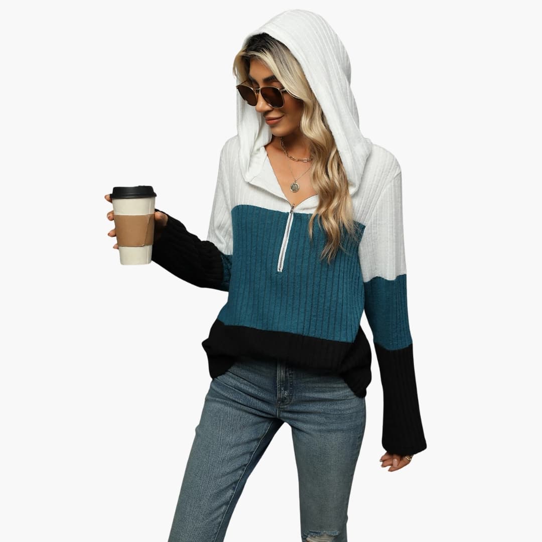 Damen Pullover mit hohem Kragen und Reißverschluss