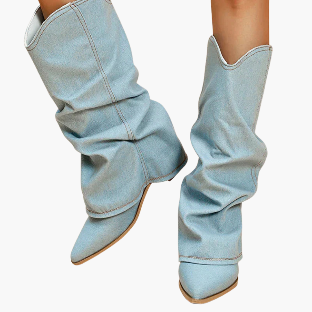 Modische Denim Stiefel für Damen – Slouchy Look & Trendy