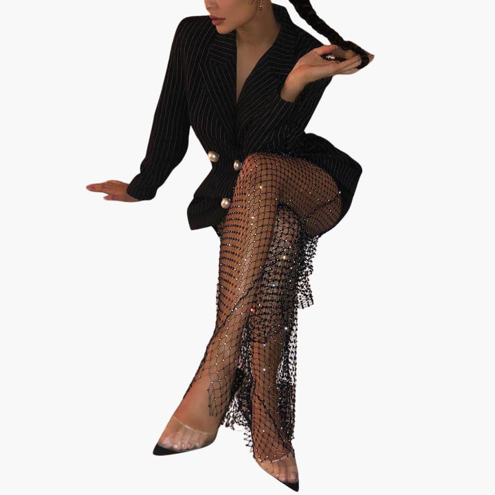 Stylische Diamantene Fischnetzhose für Frauen - SchmiedeMode