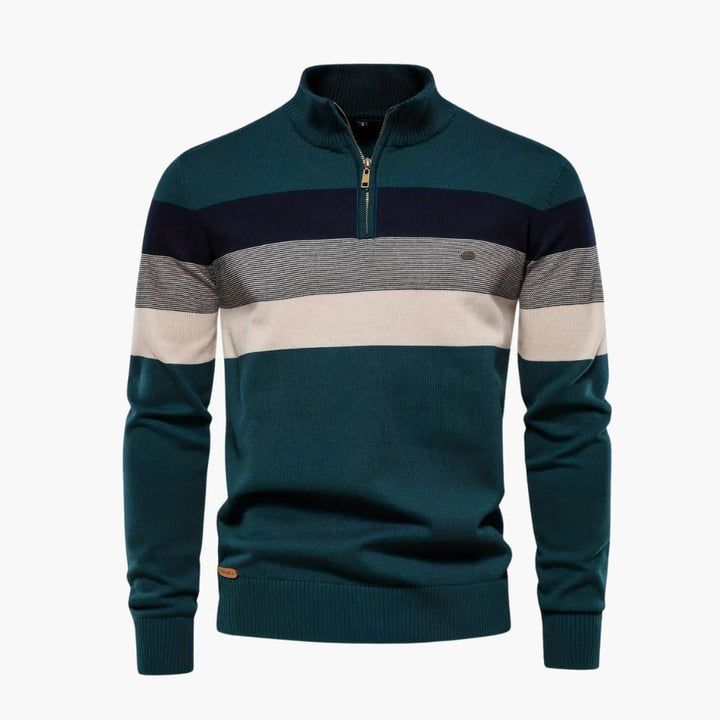 Herren pullover mit halbem Reißverschluss und gestreifter Oberfläche