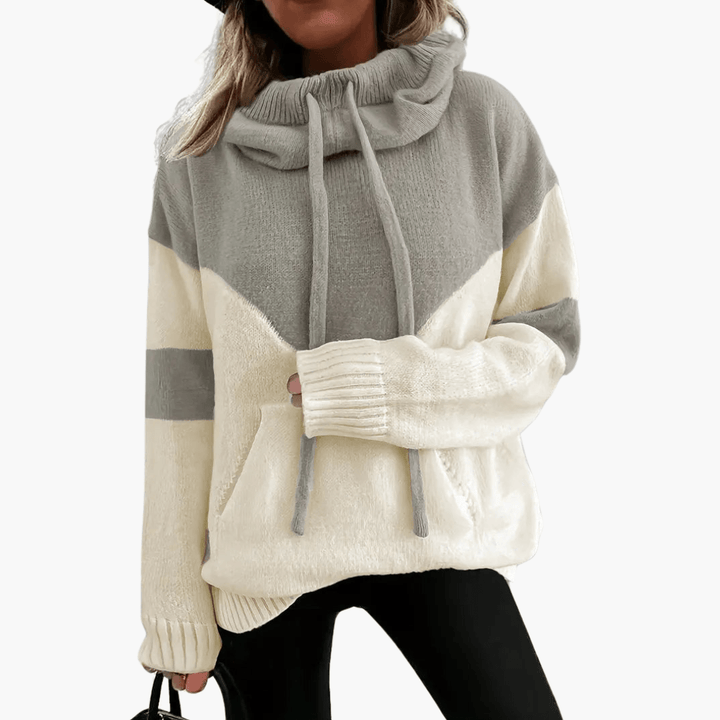 Gemütlicher Colorblock-Hoodie für Damen - SchmiedeMode