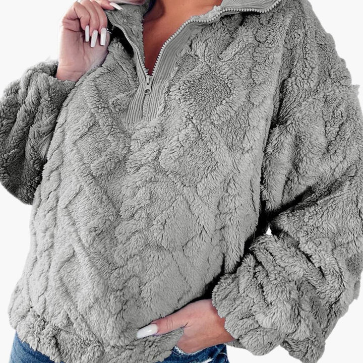 Damen Pullover mit Stehkragen und Reißverschluss