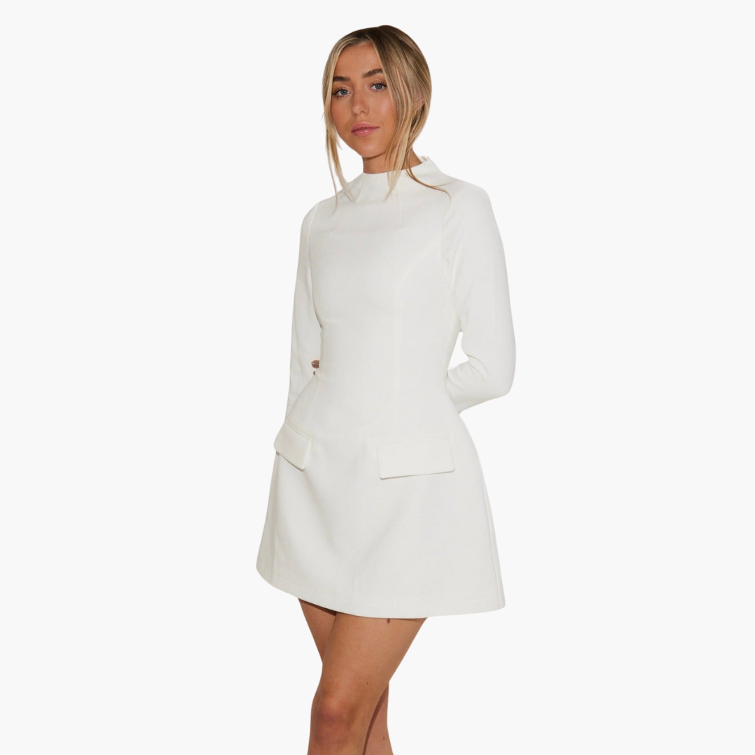 Mini Kleid für Damen mit langen Ärmeln und Stehkragen
