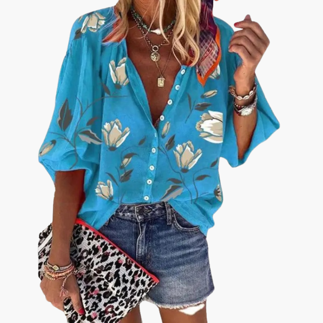 Bluse mit Blumenmuster für Damen – lockerer Sommerstil