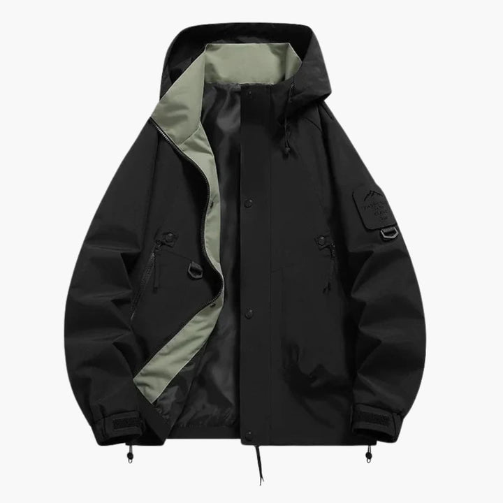 Unisex Skijacke mit Kapuze und Reißverschlusstaschen