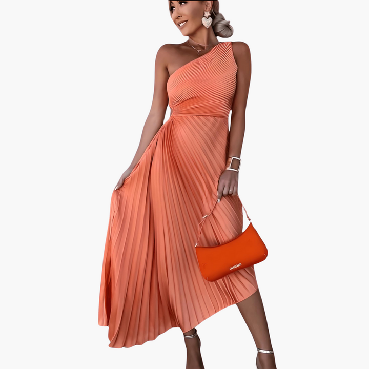 Knöchellanges ärmelloses Abendkleid für Frauen mit einer Schulter