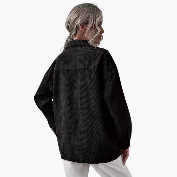 Damen Cordjacke mit Kragen und Fronttaschen