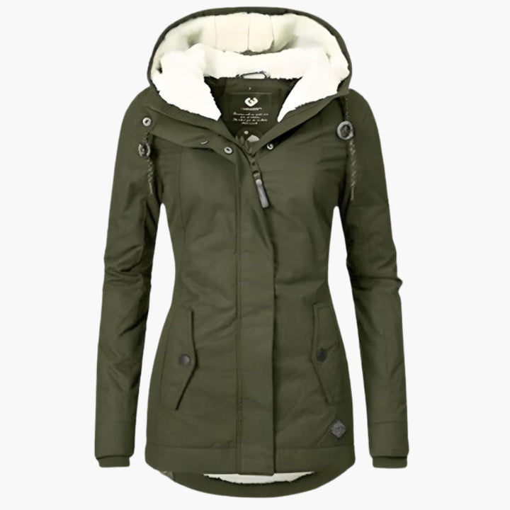 Damen-Winterjacke mit Kapuze Futter und Reißverschluss
