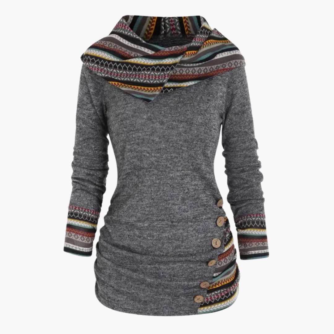 Damen Kapuzenpullover mit Knöpfen und Tasche