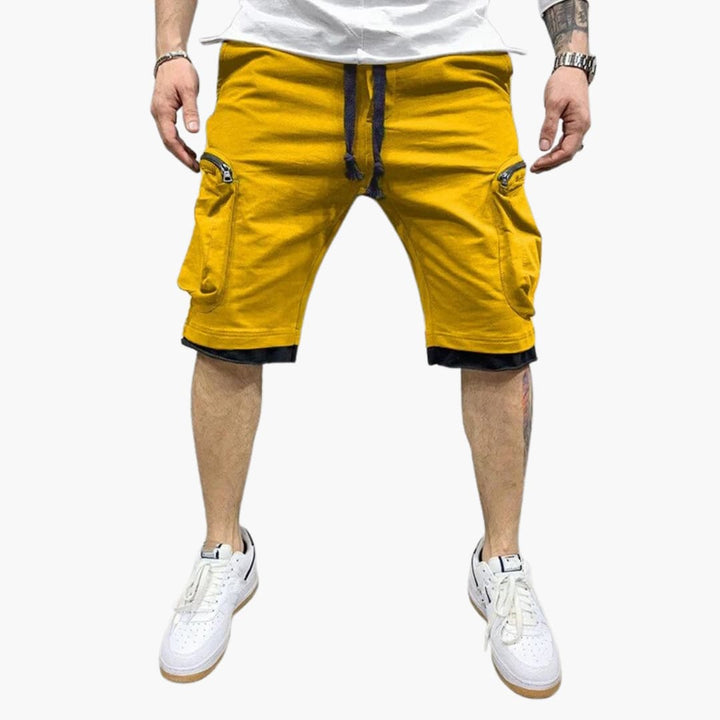 Herren Sommer Cargoshorts mit Reißverschlusstaschen und Kordelzug