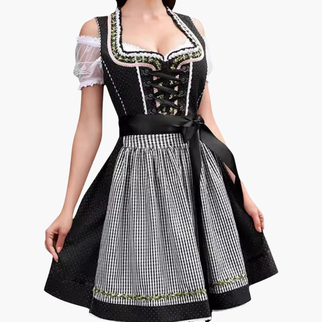 Damen Dirndlkleid mit Schürze und Spitzenbluse