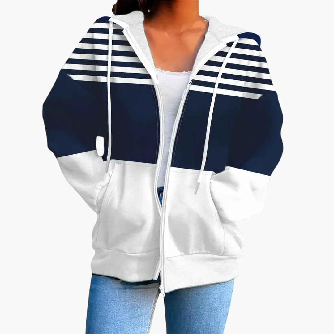 Damen Kapuzenpullover mit Streifendesign