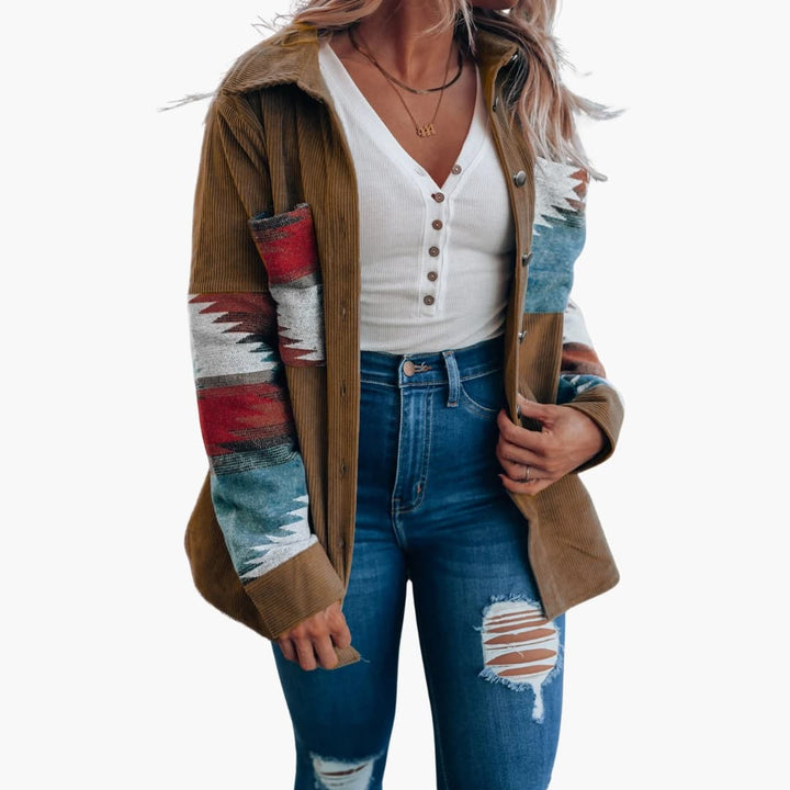 Damen Cordjacke mit Knopfleiste und Taschen