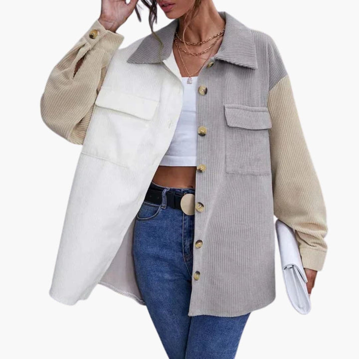 Damen Cordjacke mit Knopfverschluss und Taschen