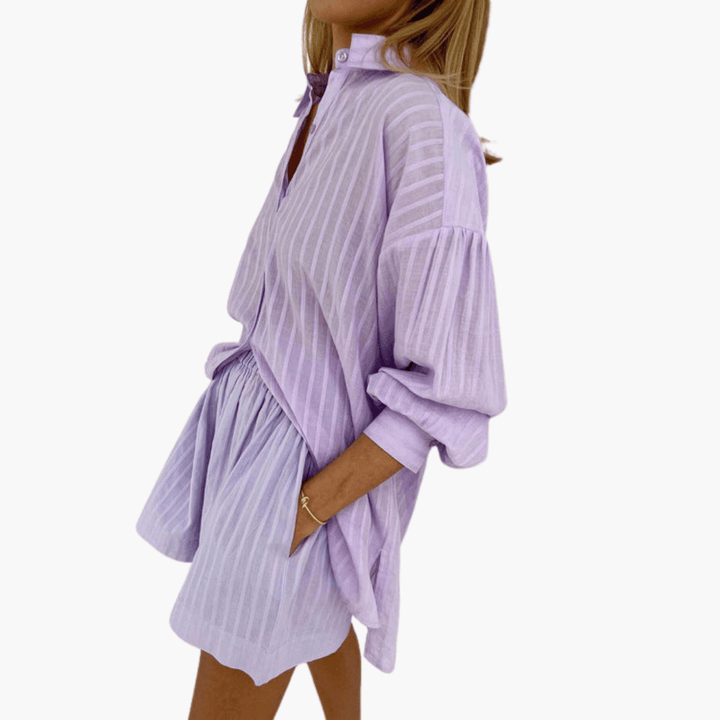 Lässiges und luftiges Button-Up-Outfit für Frauen - SchmiedeMode