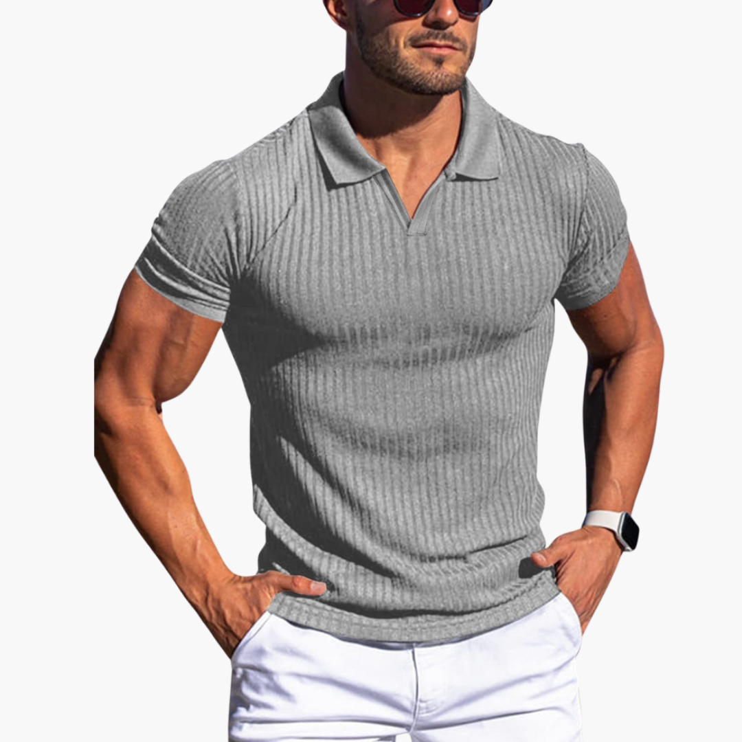 Slim Fit Polo Shirt für Herren – Gerippt, Elegant & Bequem
