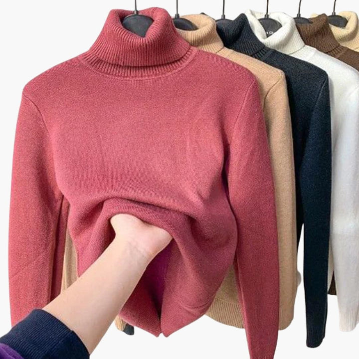 Damenpullover mit Rollkragen und lockerem Strickmuster