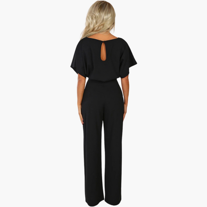 Eleganter Jumpsuit mit weitem Bein für Damen – mit Bindegürtel