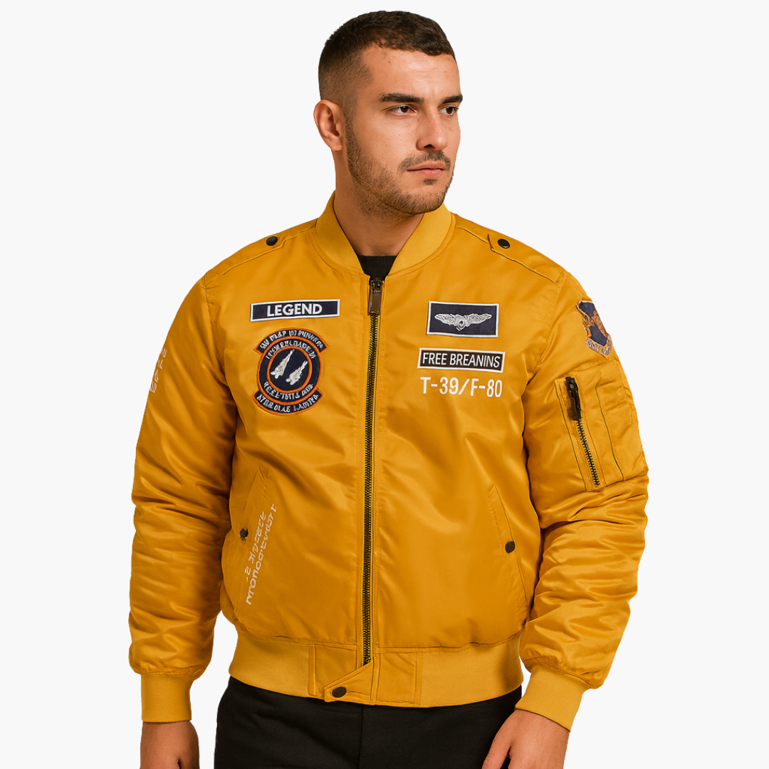 Herren Piloten Bomberjacke mit geripptem Saum