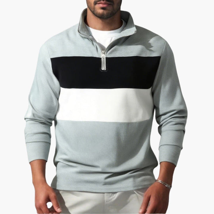 Männer Sportlicher Stehkragen Zip-Front Pullover