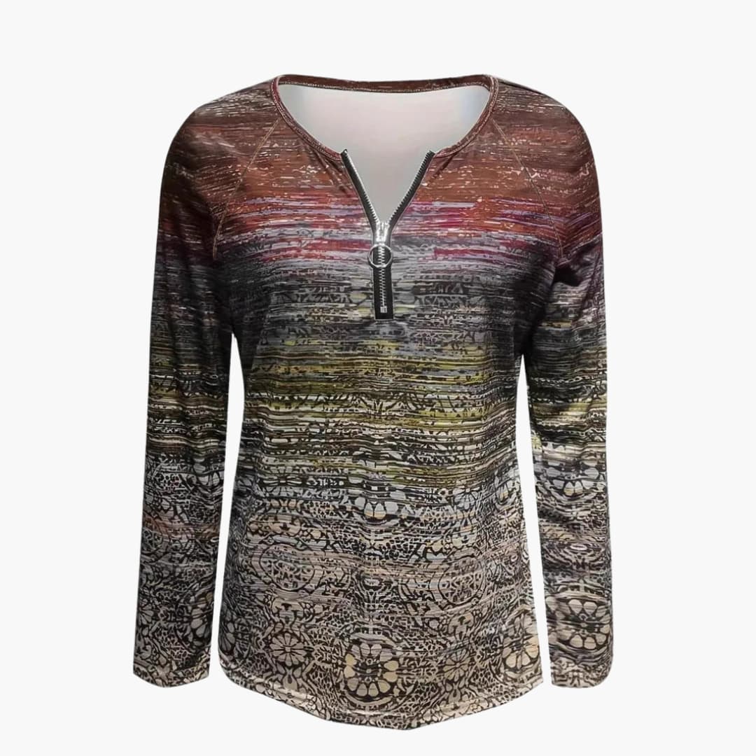 Damen Zip-Up Pullover mit strukturiertem Design trendy und praktisch