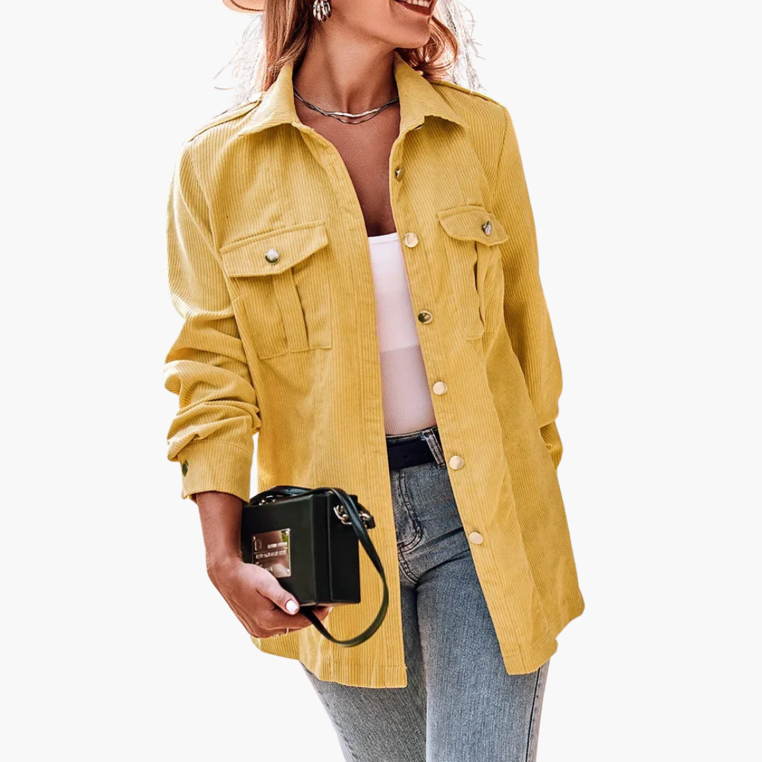 Damen Cordjacke mit Knopfverschluss