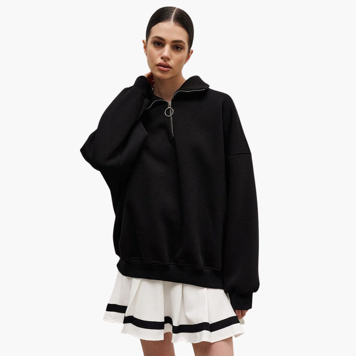 Damen Zip-Front Hoher Kragen Pullover Stilvoll