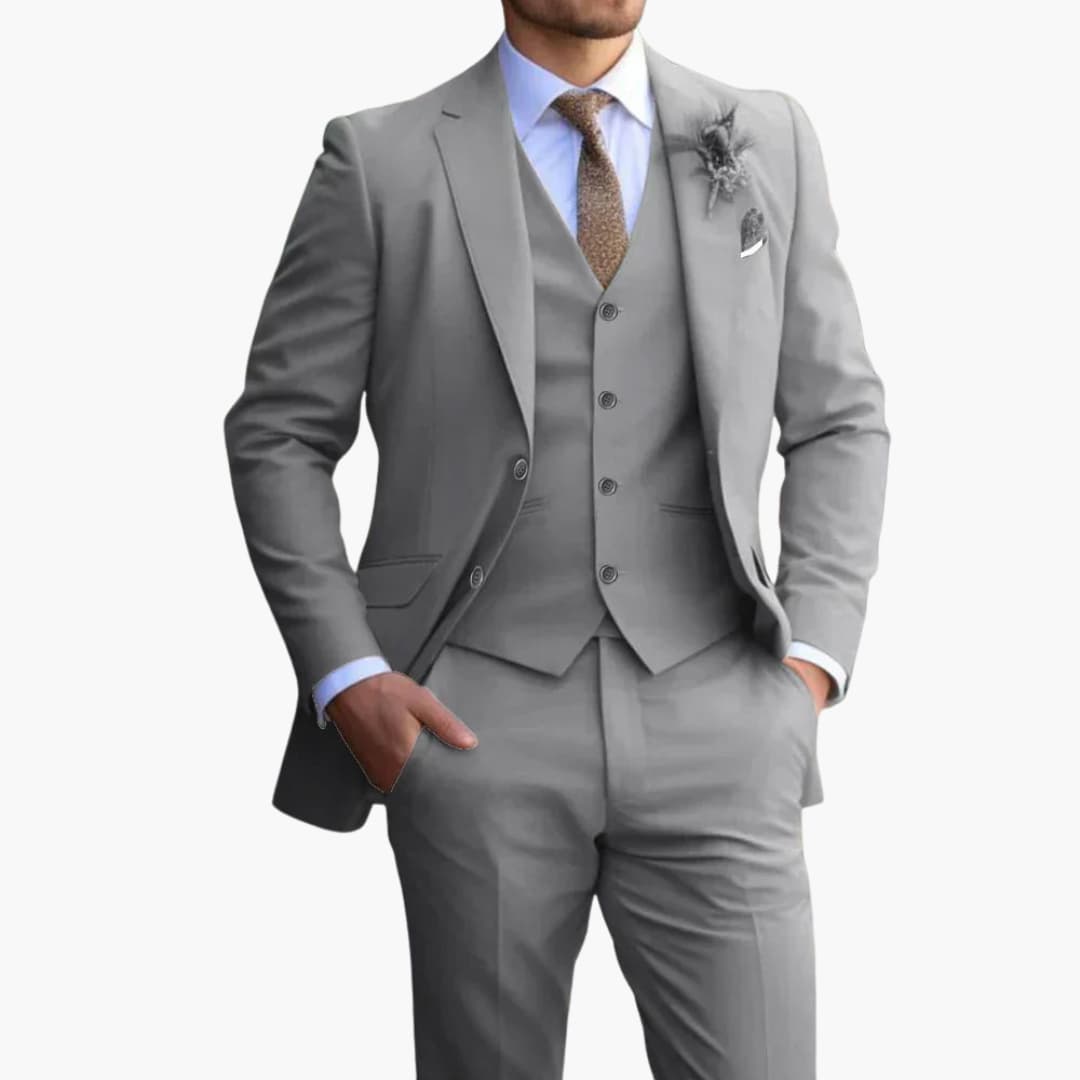 Herren Anzug Dreiteiler mit Weste und schmaler Hose