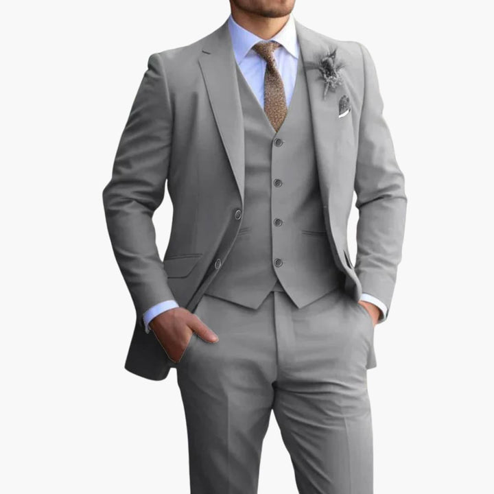Herren Anzug Dreiteiler mit Weste und schmaler Hose