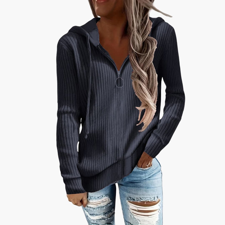 Rippstrick Zip Up Hoodie für Damen