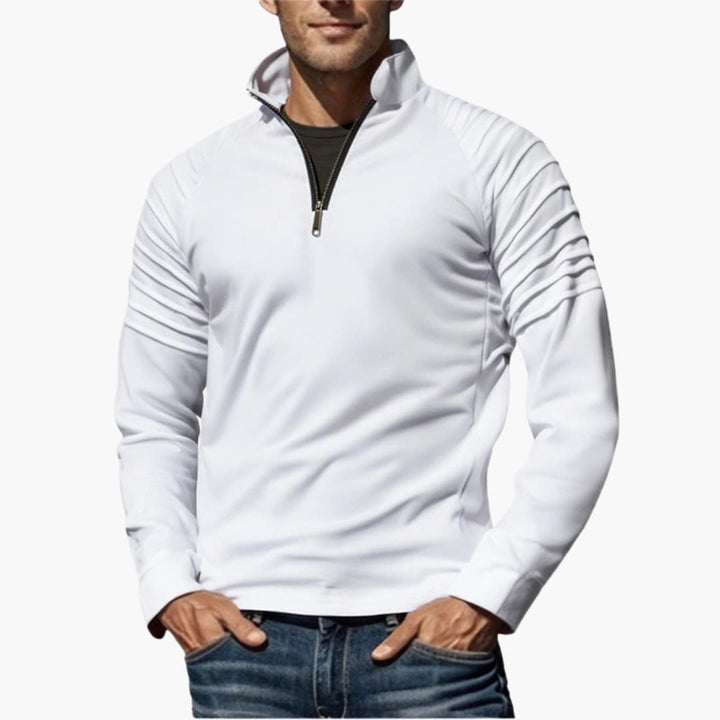 Herren Halbzips Pullover mit geripptem Design und Reißverschluss