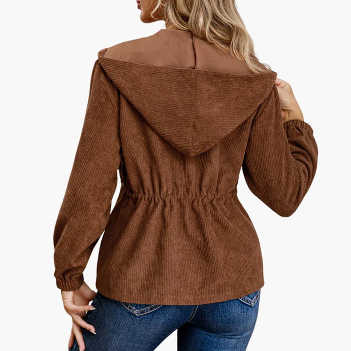 Damen Kordjacke mit Kapuze und Kordelzug