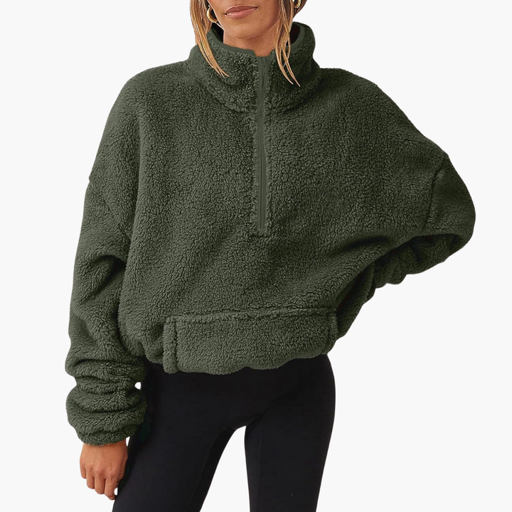 Fleece Pullover für Damen mit halbem Reißverschluss