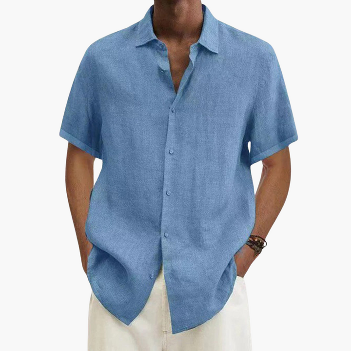 Männer Kurzarm Hemd – Leinen Button-Up Shirt für den Sommer