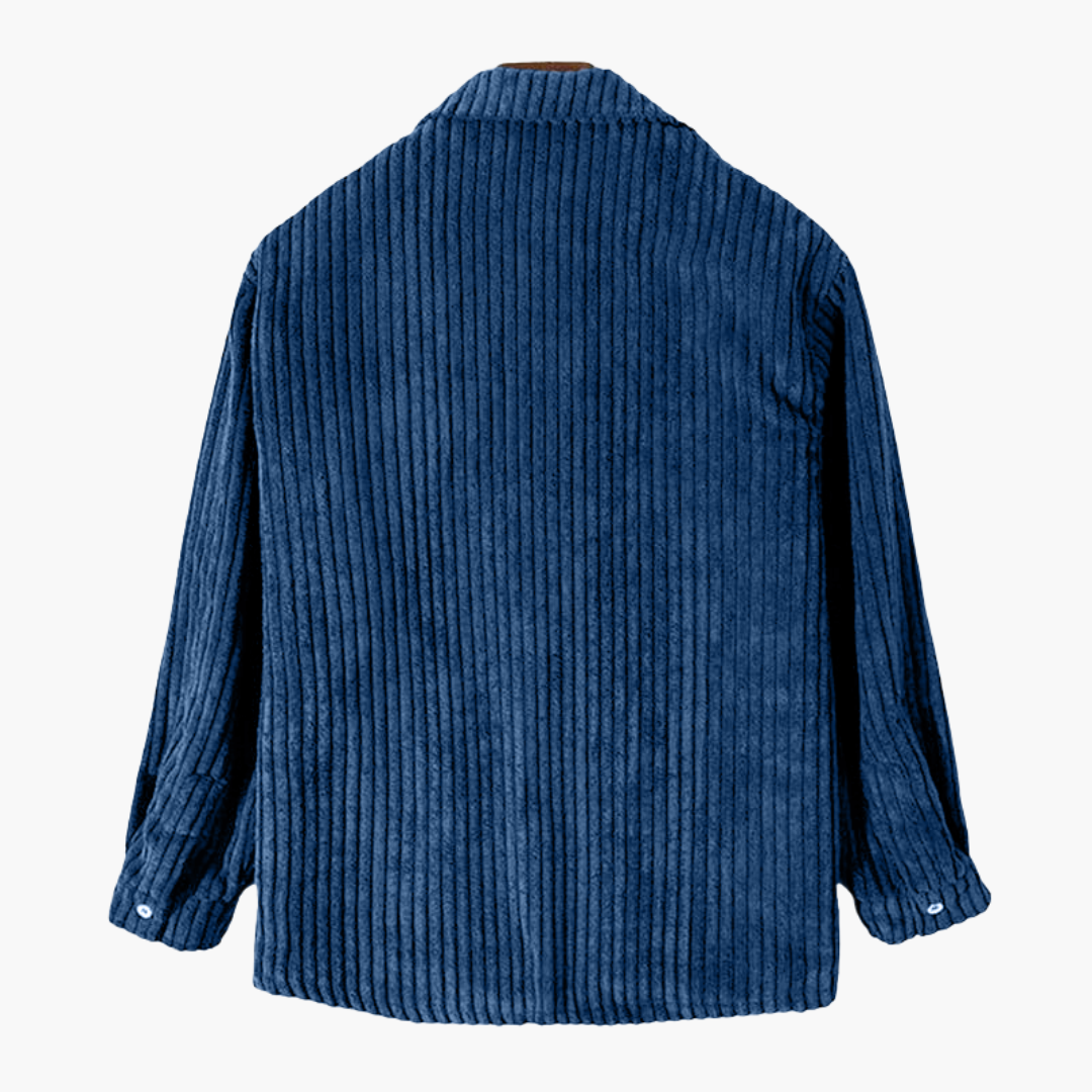 Herren Overshirt mit Knopfverschluss und gerippter Cord Oberfläche
