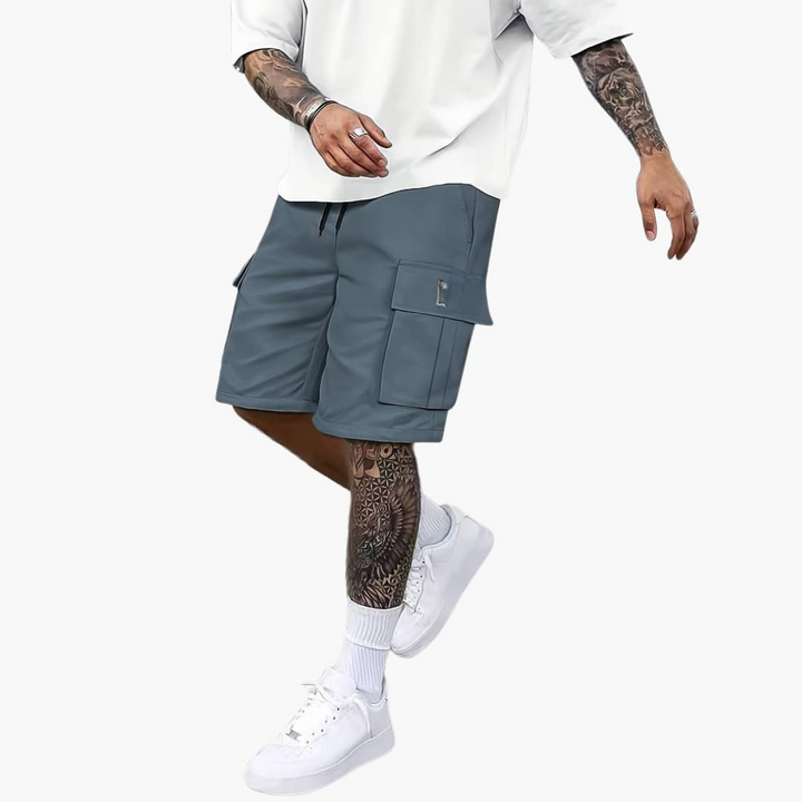 Herren Sommer Cargo Shorts mit Taschen und Kordelzugbund