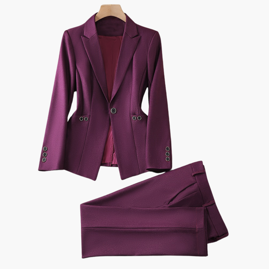 Damen Blazer Set mit Einem Knopf und Geraden Hosen