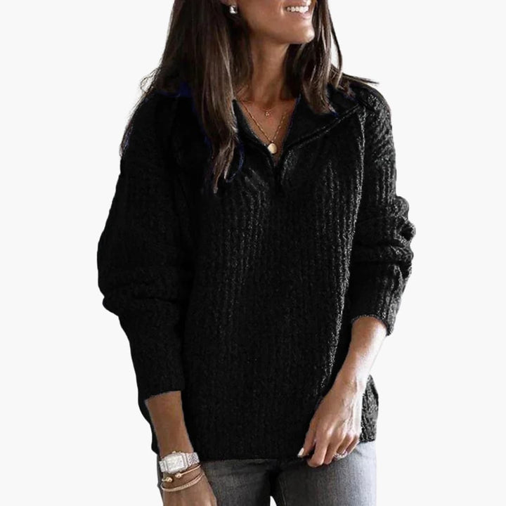 Damen Strickpullover mit halbem Reißverschluss