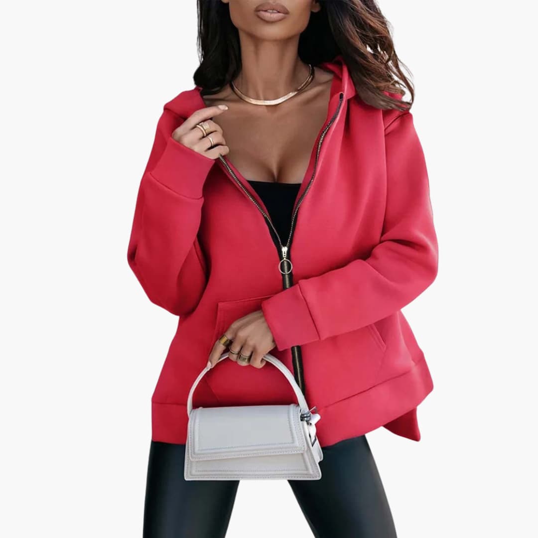 Damen Hoodie mit Reißverschluss und Fronttaschen