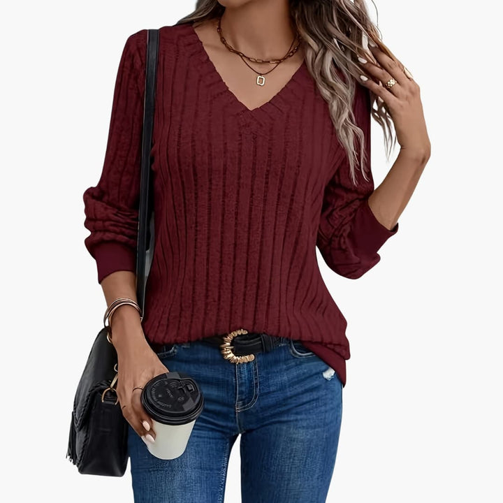 Damen pullover mit V-Ausschnitt und langen Ärmeln
