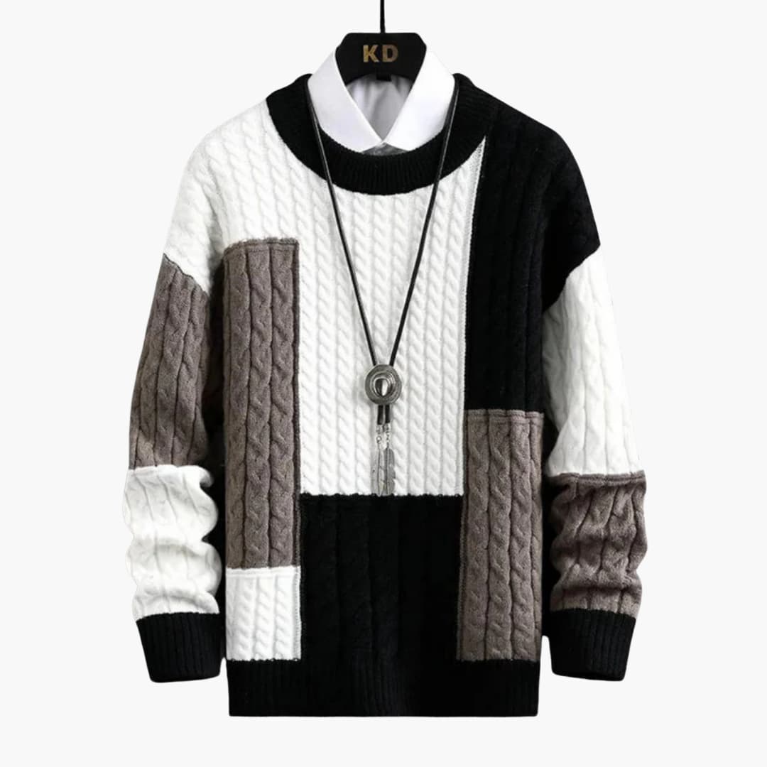 Herren pullover mit Rundhalsausschnitt und Zopfmuster