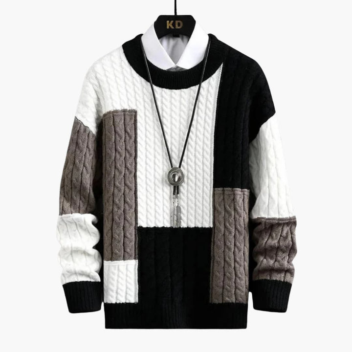 Herren pullover mit Rundhalsausschnitt und Zopfmuster