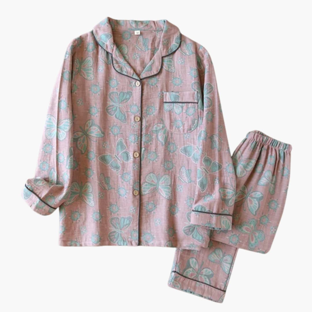 Damen Fleece Pyjama Set mit Bärenmotiv und elastischem Bund