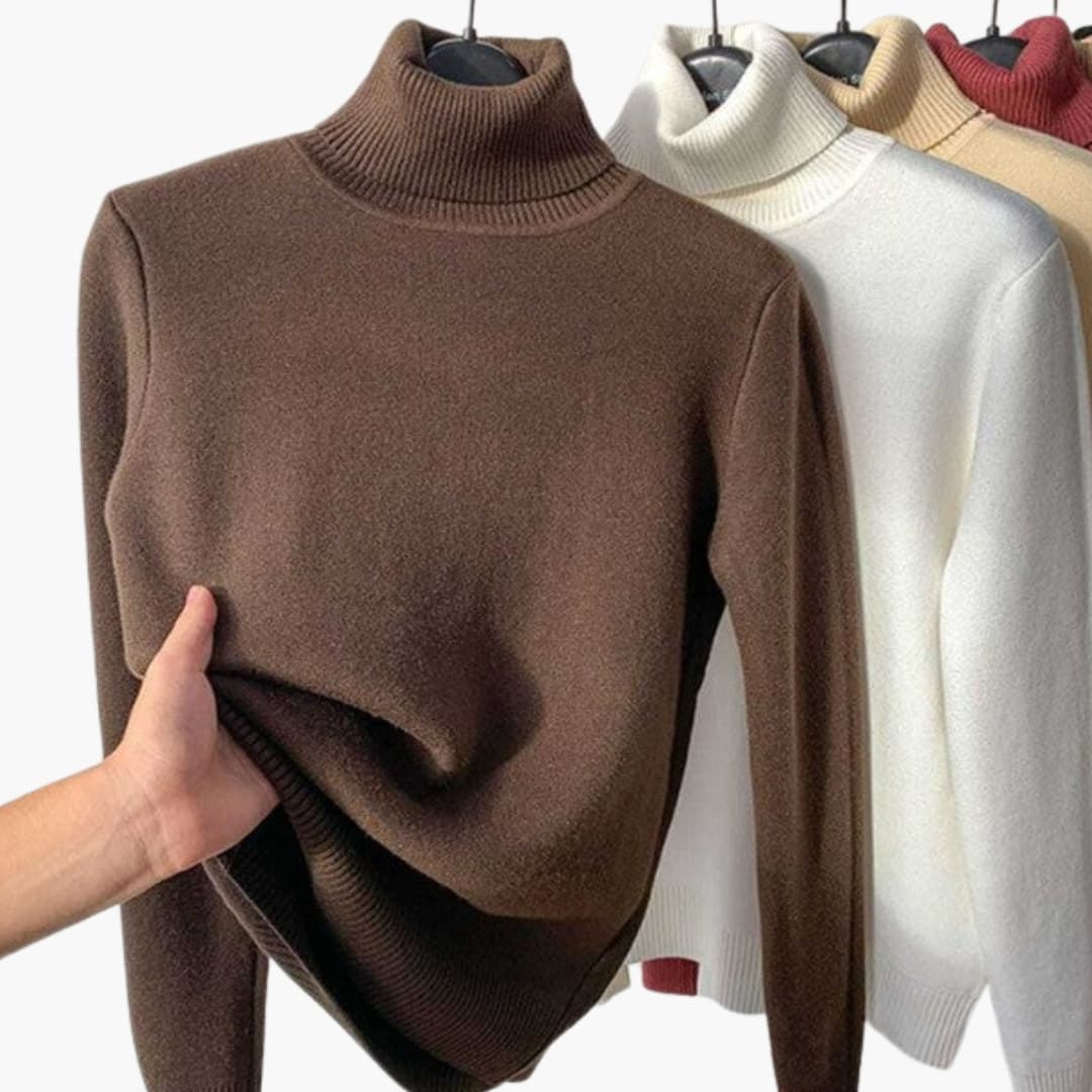 Damenpullover mit Rollkragen und lockerem Strickmuster