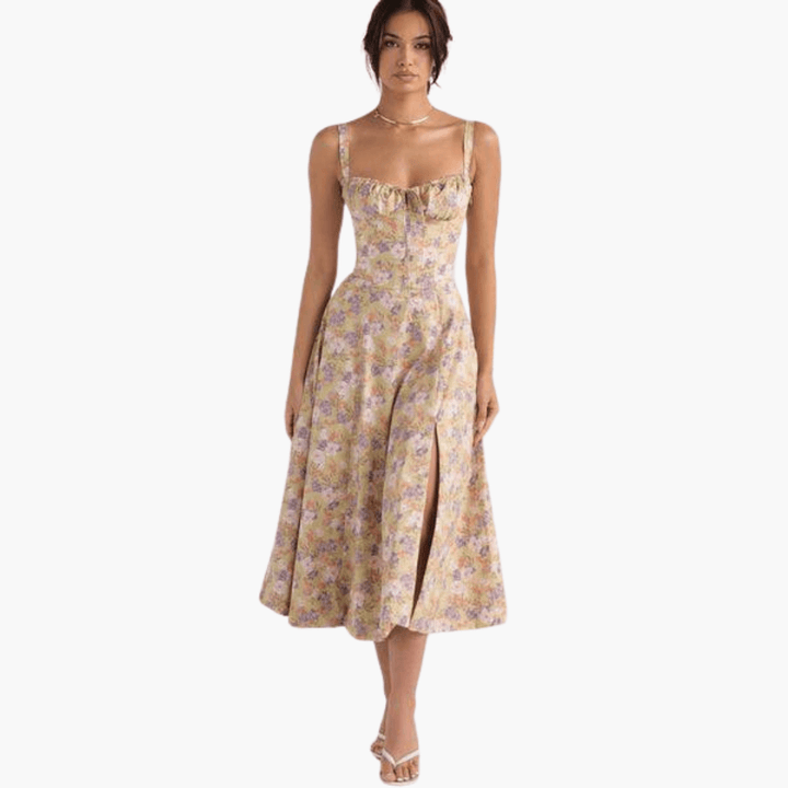 Elegantes trägerloses Kleid mit Blumenmuster für Frauen - SchmiedeMode