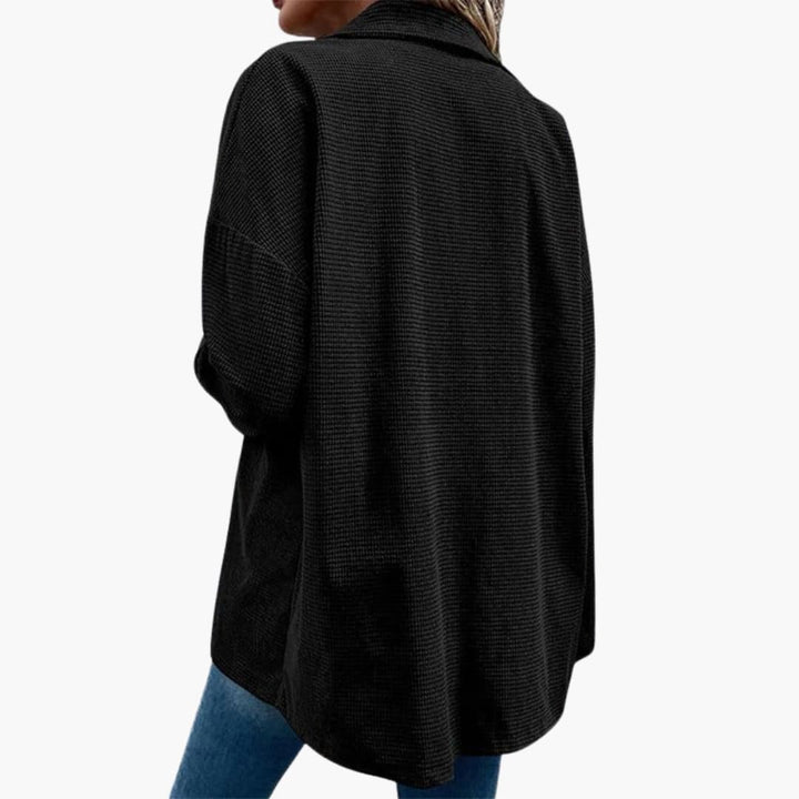 Damen Cord Hemdjacke mit Knopfleiste und Taschen