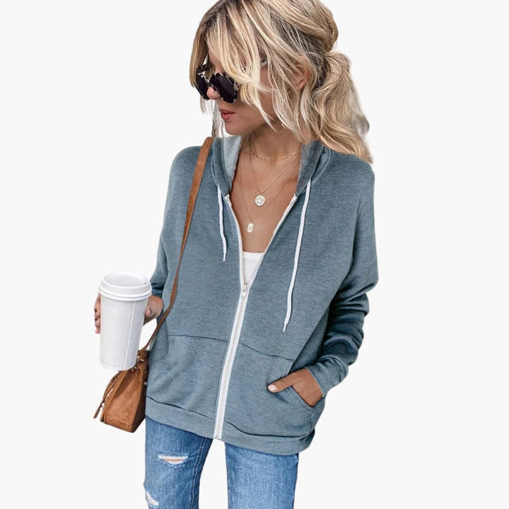 Damen Kapuzenpullover mit Reißverschluss und Seitentaschen