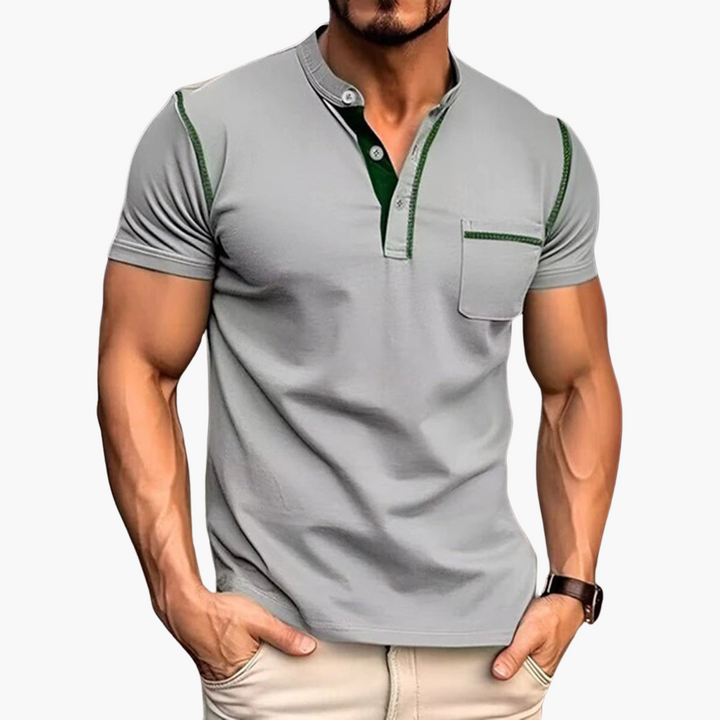 Henley T-Shirt für Männer – Kurzarm mit Brusttasche